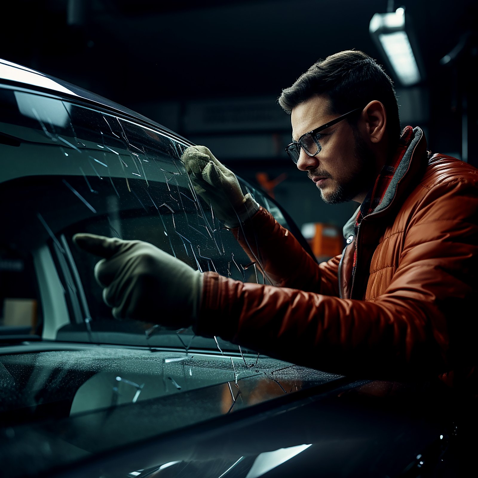 Auto glass close up